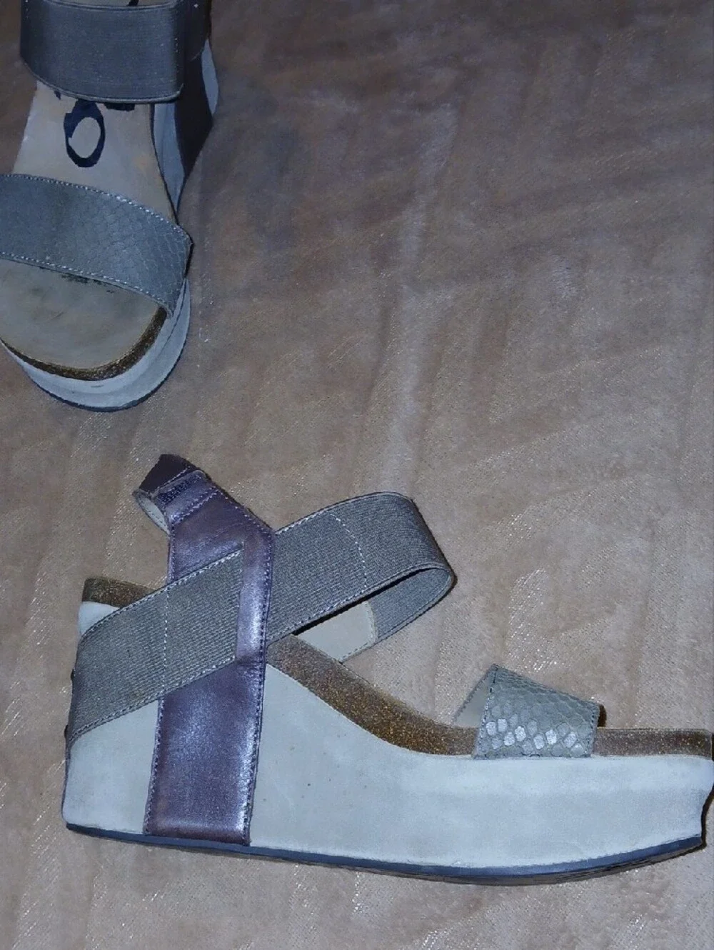Womens OTBT Bushnell Brown Tan Suede Wedge Platform Wedge Strappy Sandals Sz:6.5